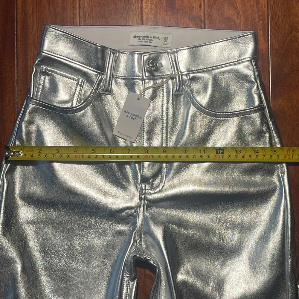 Abercrombie & Fitch Metallic Silver Straight-Leg Pants - Picture 10 of 13